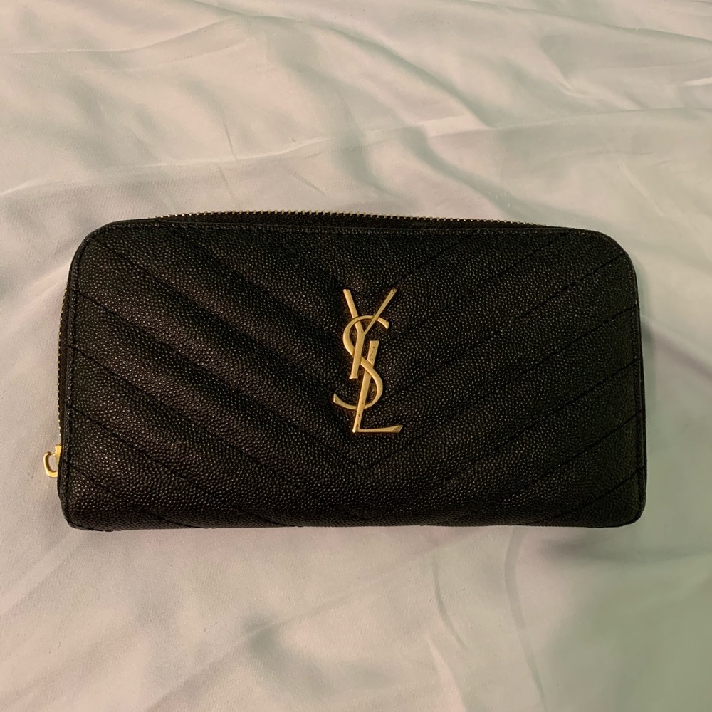 YSL Monogram Grain de Poudre Zip-Around Wallet